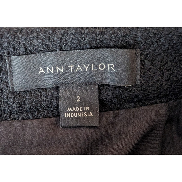 Ann Taylor Black Tweed Drop Waist Chiffon Layered Preppy Peplum Skirt Size 2 - Picture 6 of 9